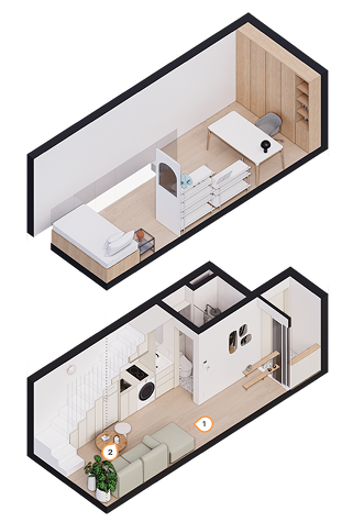 유닛 D 1층 입체 평면